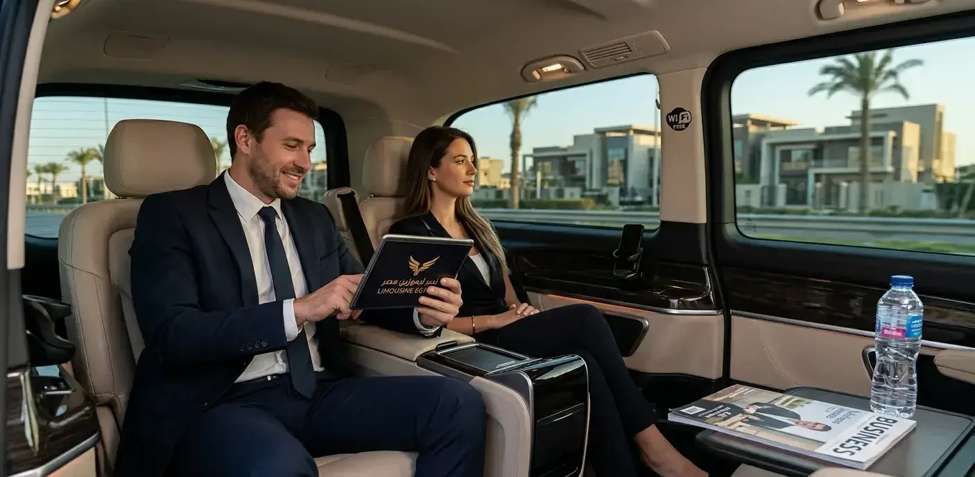 راحة وفخامة ليموزين VIP من الداخل بسيارة مرسيدس V-Class في طريقها للتجمع