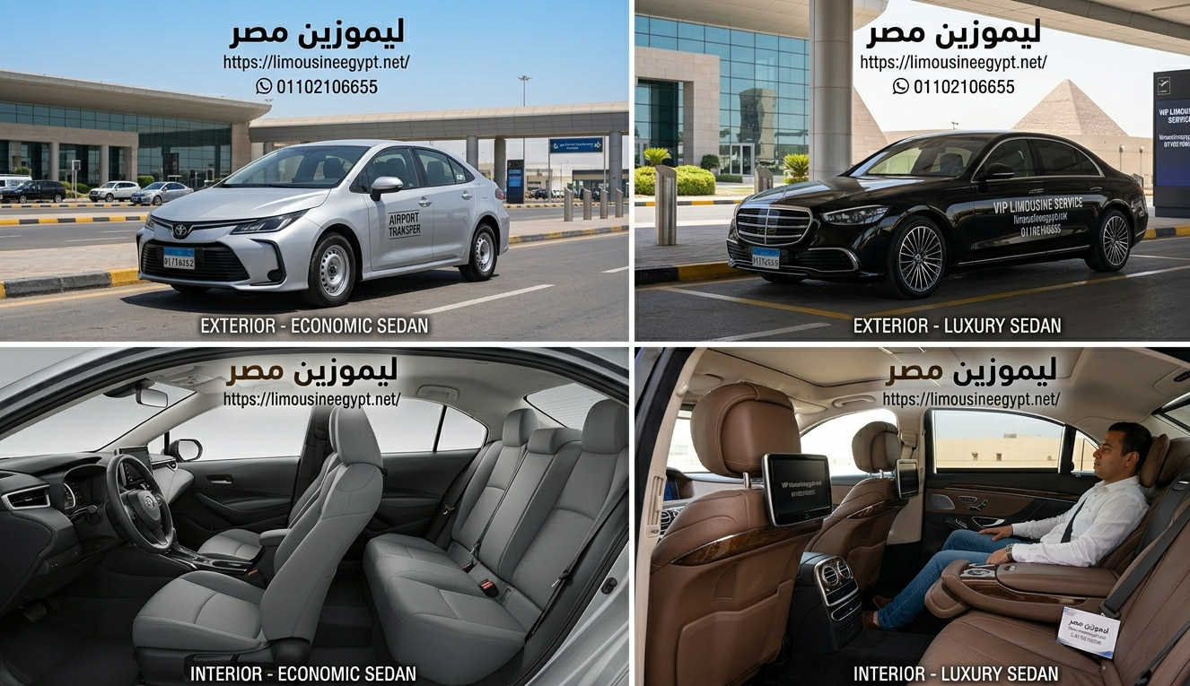سيارة مرسيدس S-Class وتويوتا كورولا لخدمات ليموزين مصر الجديدة، احجز ليموزين مطار القاهرة الفاخر الآن.