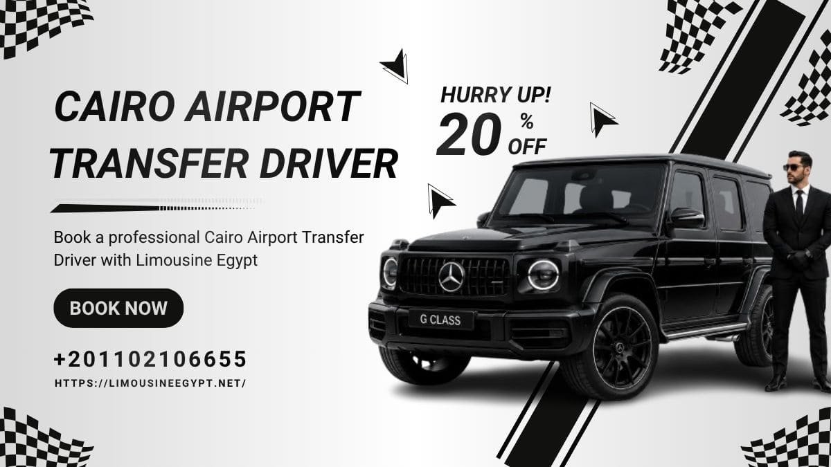 Professional private driver greeting passenger for Cairo airport transfer with driver service by Limousine Egypt