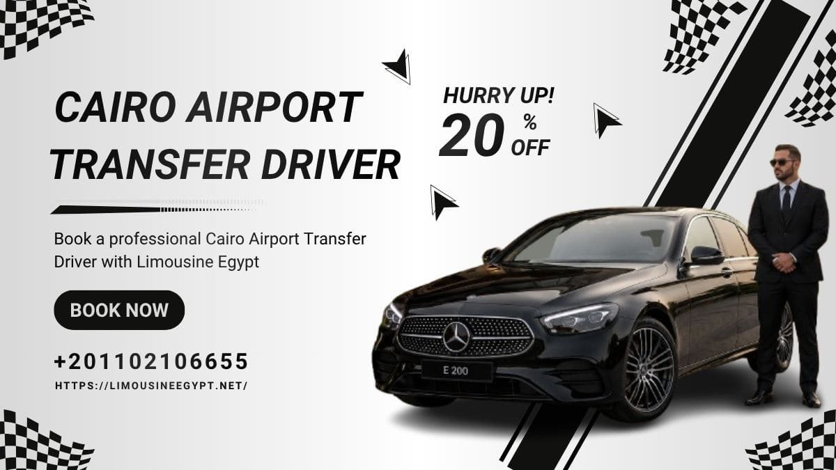 Professional private driver greeting passenger for Cairo airport transfer with driver service by Limousine Egypt